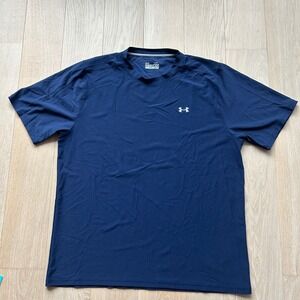 Under Armour Mens HeatGear T-Shirt XL Navy Blue Short Sleeve Athletic Gym Top